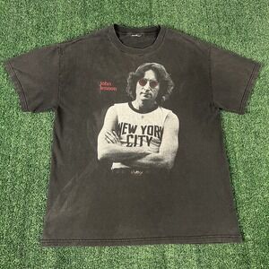 VTG John Lennon T-Shirt Mens Large Faded Black "May Say I'm a Dreamer" Music 90s